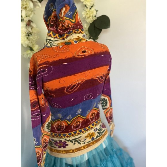 Vintage Beaded Lady Hooded Soft Shell Jacket Front Zipper Cotton 24 Karat Brand - Picture 9 of 15